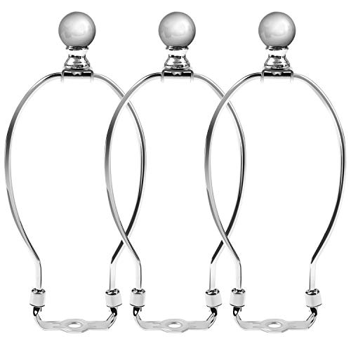 Product Cover URATOT 3 Pack 8 Inch Silver Lamp Harp Holder Lamp Shade Harp, Saddle Base and Lamp Finial for Table and Floor Lamps (Silver)