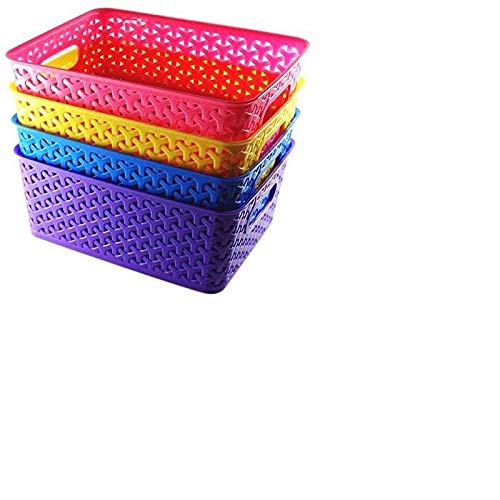 Product Cover Xllent® Multipurpose Baskets for Storage Set of-4 Pieces, Multi Color Medium,B20Cm, L26Cm,H11 cm(Color May Very)