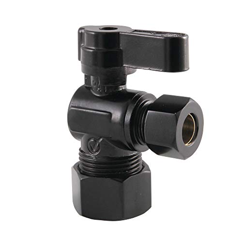 Product Cover Kingston Brass KF5330MB 5/8-Inch X 3/8-Inch OD Comp Angle Stop Valve, Matte Black