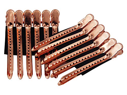 Product Cover 12Pcs Dividing Duck Bill Clips, Clamp Hair Styling Clips Hairpin Metal Hairdressing Sectioning For Salon Styling Tools (Rose Gold)