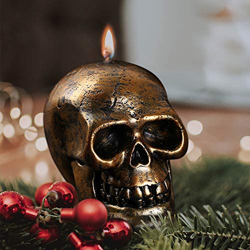 Product Cover YAMUDA Skull Candle,Retro Style Skull Living Room Decoration,Golden Scary Christmas Ornament