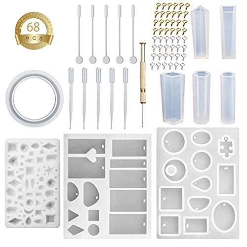 Product Cover India Pioneer Resin Casting Molds Set, Resin Casting Molds Silicone Jewelry Casting Mould DIY Making Tool Crafting Pendant Earrings (68 PC)