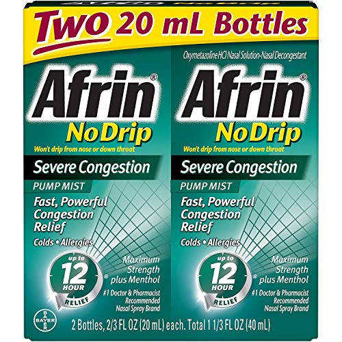 Product Cover A Product of Afrin No Drip Severe Congestion Nasal Decongestant Pump Mist (2/.6