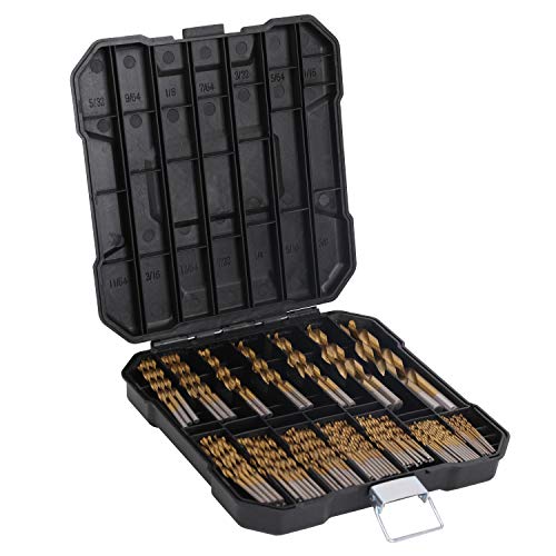 Product Cover 99 Pieces Titanium Drill Bit Set, High Speed Steel, for Wood,Metal,Aluminum Alloy