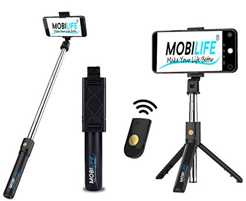 Product Cover Hoteon Mobilife Bluetooth Extendable Selfie Stick with Wireless Remote and Tripod Stand Selfie Stick for iPhone X/iPhone 8/8 Plus/iPhone 7/iPhone 7 Plus/Galaxy Note 8/Google More (Black)