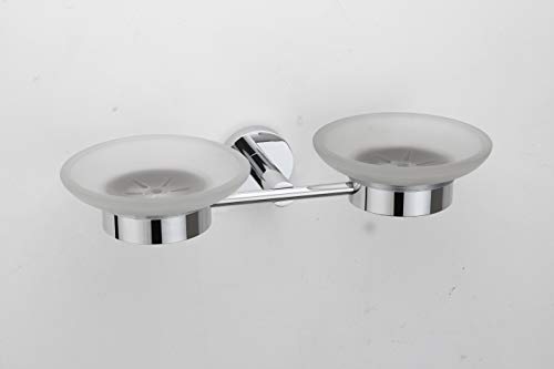 Product Cover U-S-F BATH ACCESSORIES LEE Anti Rust, Corrosion-free 304 Stainless Steel Double Soap Dish with Glass and Silver Finish (Standard Size)