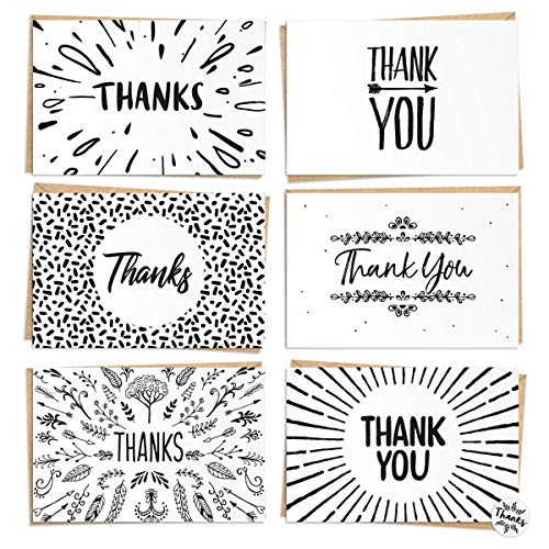 Product Cover 120 Thank You Cards Bulk - Thank You Notes - Blank Note Cards with Craft Paper Envelopes - Perfect for Business, Wedding, Graduation, Bridal and Baby Shower - 4x6 - Includes Labels