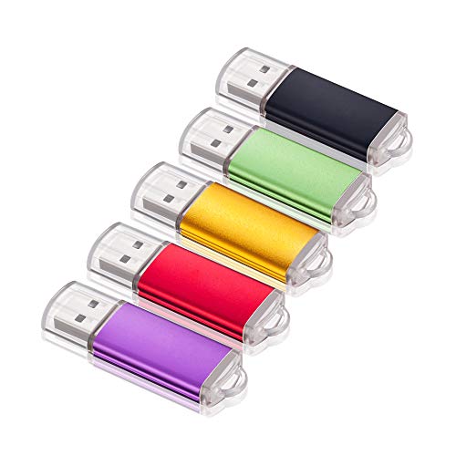 Product Cover HUARAN 64GB 5Pack in Bulk USB 2.0 Flash Drive Memory Stick Thumb Drives (5 Mixed Colors: Black Gold Green Purple Red)