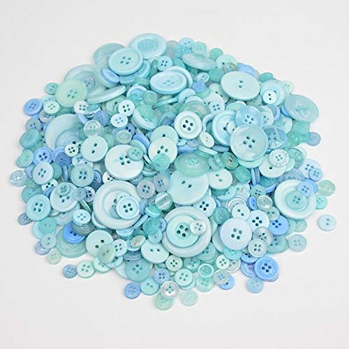 Product Cover Esoca 650Pcs Turquoise Buttons for Crafts Assorted Buttons Bulk Turquoise Craft Buttons for Art, DIY Crafts, Christmas Decoration
