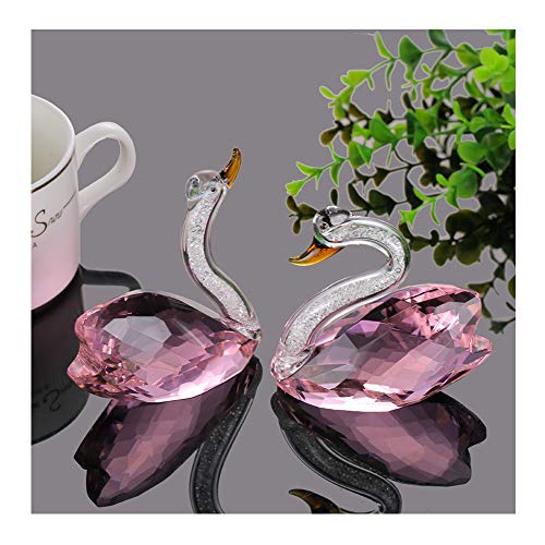 Product Cover XIANGBAN Crystal Swan Figurine Collection Valentine's Day Decorative Statue (Pink)