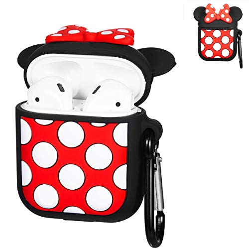 Product Cover Punswan Minnie Big Dots Airpod Case for Airpods 1&2,Cute 3D Funny Cartoon Character Soft Silicone Catalyst Cover,Kawaii Fun Cool Keychain Design Skin,Fashion Cases for Girls Kids Teens Air pods