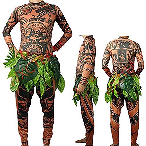 Product Cover WEEOH Moana Maui Tattoo T Shirt/Pants Halloween Cosplay, Brown, Size X-Large