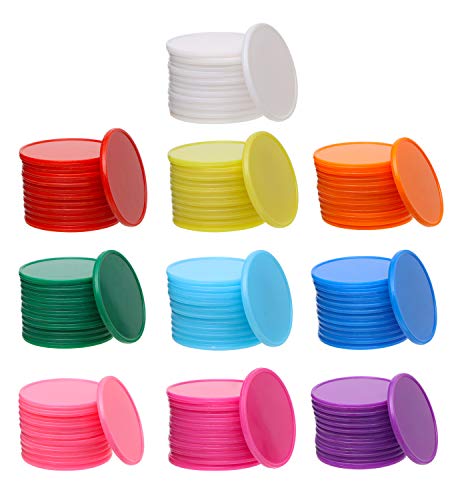 Product Cover Shapenty 10 Colors Small Plastic Learning Counters Disks Bingo Chip Counting Discs Markers for Math Practice and Poker Chips Game Tokens, 32mm/1.26 Inch,120PCS