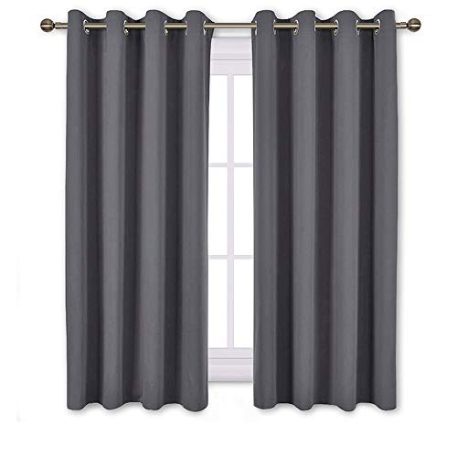 Product Cover NICETOWN Bedroom Blackout Curtains Panels - Window Treatment Thermal Insulated Solid Grommet Blackout for Living Room (Set of 2 Panels, 52 by 54 Inch,Grey)