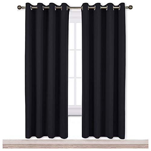 Product Cover NICETOWN Blackout Curtain Panels 72 inches - Light Reducing Thermal Insulated Solid Grommet Blackout Curtains/Panels/Drapes for Living Room (Set of 2, 52 inches by 72 Inch, Black)
