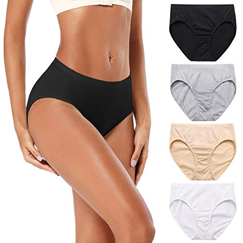 Product Cover Molasus Women's 100 Cotton Underwear Soft Breathable Full Coverage Briefs Panties Ladies Underpants 4 Pack Medium(6)