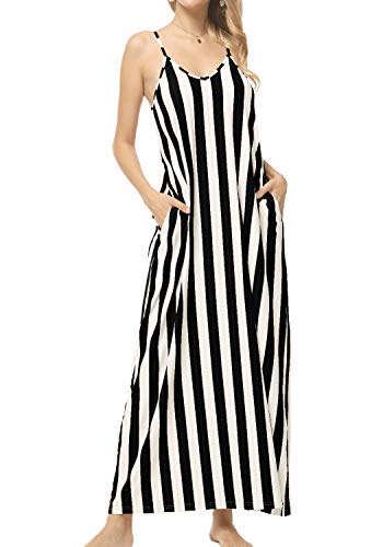Product Cover levaca Women's Summer Loose Flowy Striped Pockets Long Maxi Dress Sundress