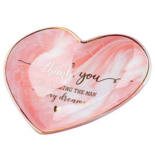 Product Cover VILIGHT Mother in Law Gifts - Thank You for Raising The Man of My Dreams Jewelry Tray for Mom of Groom - Pink Marble Heart Ring Trinket - 5.5 Inches