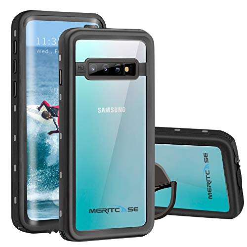 Product Cover Meritcase Compatible with Samsung Galaxy S10 Plus Waterproof Case, IP68 Waterproof S10 Plus Case with Fingerprint ID, Built in Screen Protector Kickstand Full Body Protective Case for Galaxy S10 Plus