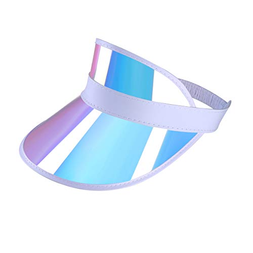 Product Cover Iridescent Plastic Sun-Visor-Face UV-Shield Protection Hat Tennis-Viosr-Mirrored (Rainbow 1PC)
