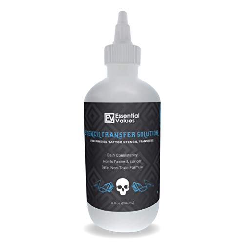 Product Cover Tattoo Transfer Gel Solution (8 fl oz), Perfect For Sharp, Dark & Clean Stencils - Designed To Last All Day Tatting Sessions, Comparable to Stencil Stuff by Essential Values