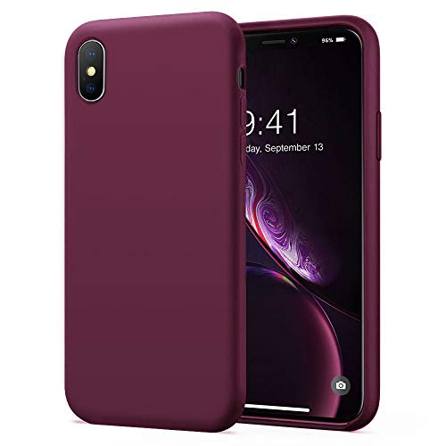 Product Cover KUMEEK iPhone X/Xs Case, Soft Silicone Gel Rubber Bumper Case Anti-Scratch Microfiber Lining Hard Shell Shockproof Full-Body Protective Case Cover for Apple iPhone X/iPhone Xs-WineRed