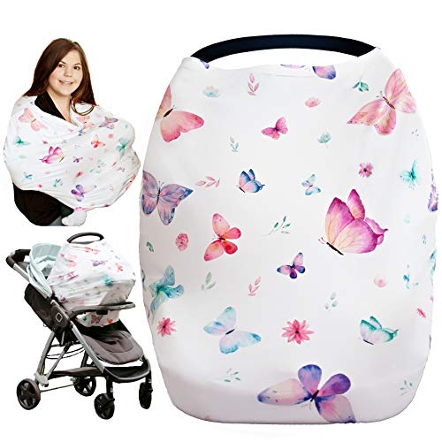 Product Cover iLuvBamboo Nursing Cover for Babies - Car Seat Multi-Use Protector - Infant Carseat Canopy, Stroller, Shopping Cart, Highchair, Breastfeeding & Scarf. Best Baby Gifts for Registry & Baby Shower
