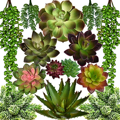 Product Cover Seeko Artificial Succulents - 14 Pack - Create Realistic Succulent Arrangements, Faux Potted Succulent Decor, and Fake Succulent Planters