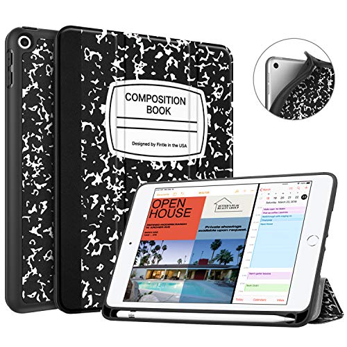 Product Cover Fintie Case with Pencil Holder for iPad Mini 5 2019 - [SlimShell] Lightweight Soft TPU Back Protective Smart Stand Cover with Auto Wake/Sleep for New iPad Mini 5th Gen 2019, Composition Book Black