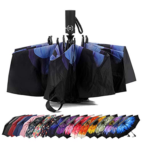 Product Cover LANBRELLA Umbrella Reverse Travel Umbrellas Windproof Compact Folding - Purple Glaze
