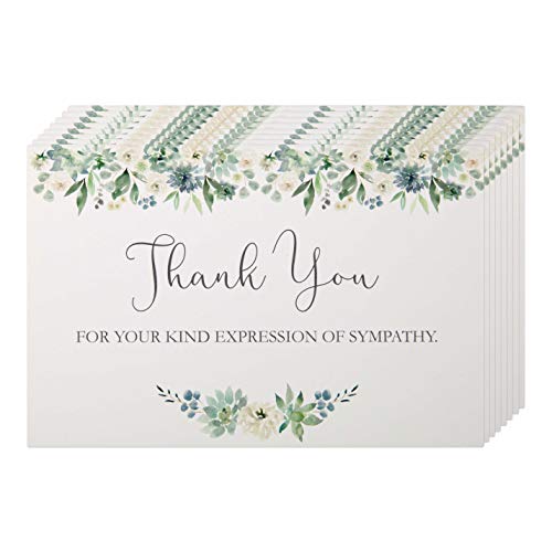 Product Cover Funeral Thank You Cards with Envelopes. 50 Pack Sympathy Thank You Cards Blank on the Inside. Acknowledgement Cards for Family, Friends & Loved ones.