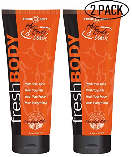 Product Cover FRESH BODY Hair & Body Wash 8 oz Bottle! All-in-One Wash Infused w/Detoxifying Charcoal and Odor Eliminating Copper for the FRESHEST Skin! (2 Pack)