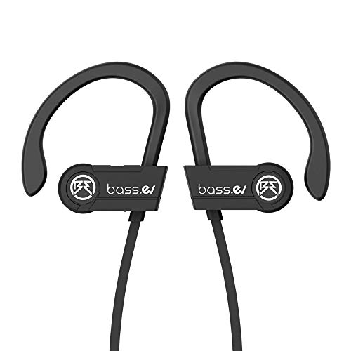 Product Cover Bass Evolution 2019 Design Hexa Bluetooth 5.0 Wireless Sports Earphones with Mic, IPX5 Sweatproof, Nano Coated Components, CVC 6.0 Noise Cancelling, 8 Hours Play Time (Black)