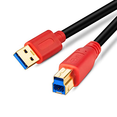 Product Cover Tan QY USB 3.0 Cable A Male to B Male 10Ft, Type A to B Male Compatible with Hard Disk Drive,Printers,Scanner,USB Hub,Monitor and More.(3M/10Ft, Red)