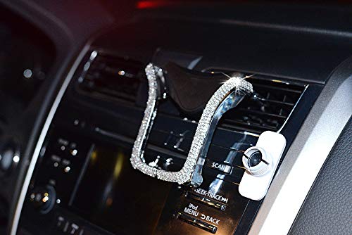 Product Cover Universal Car Phone Holder Bling Rhinestone Crystal Phone Bracket for Car Air Vent Mount Clip, Stylish Sparkling Shiny Cell Phone Holder for iPhone/Samsung Car Holder (Silver)