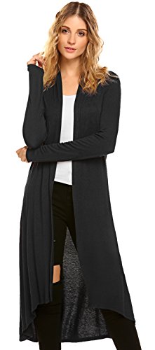 Product Cover Women's Casual Long Open Front Drape Lightweight Duster High Low Hem Maxi Long Sleeve Cardigan(S-3XL)