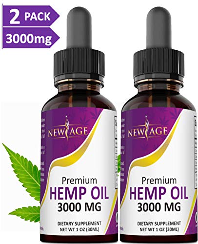 Product Cover (2-Pack) 3000mg Hemp Oil Extract for Pain & Stress Relief - 3000mg of Pure Hemp Extract - Grown & Made in USA - 100% Natural Hemp Drops - Helps with Sleep, Skin & Hair.