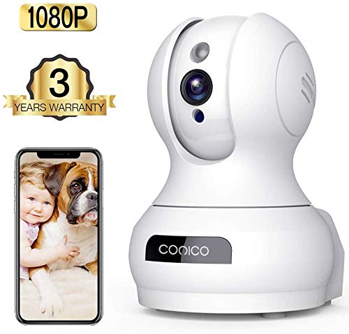Product Cover Wireless Camera, 1080P HD WiFi Pet Camera Baby Monitor, Pan/Tilt/Zoom IP Camera for Elder/Nanny Security Cam Night Vision Motion Detection 2-Way Audio Cloud Service Available Webcam White