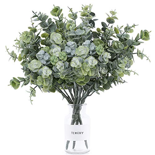 Product Cover TEMCHY Artificial Eucalyptus Leaves Spray Lifelike Faux Greenery Stems Fake Branches Shrubs Plants, 14.6