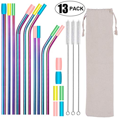 Product Cover MultiColor Stainless Steel Straws Set of 13 10.5