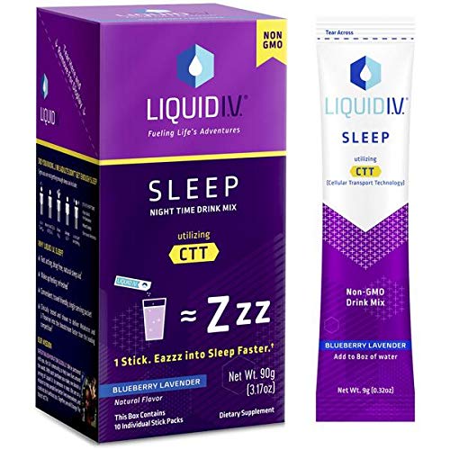 Product Cover Liquid I.V. Sleep, Clean Sleep Support, Fast Acting, Natural Melatonin, L-theanine, Valerian Root, Sleep Aid (Blueberry Lavender, 10)