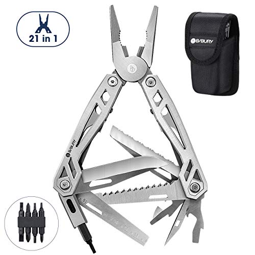 Product Cover Multitool Pliers, 21-in-1 Multi-Purpose Pocket Knife Pliers Kit, 420 Durable Stainless Steel Multi-Plier Multi-tool for Survival, Camping, Hunting, Fishing and Hiking (Silver)