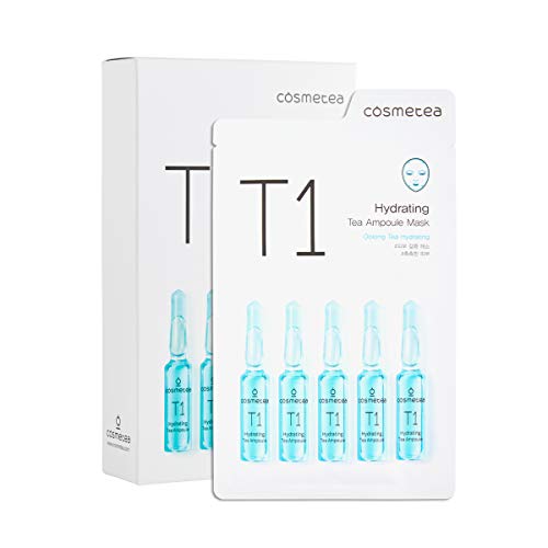 Product Cover COSMETEA Korean Essence Face Masks - T1 Oolong Tea Hydrating Ampoule Full Facial Masks 10 Pack Treatments, Care Your Skin Anti-Aging, Anti-Wrinkle, Purifying, Deep Moisturizing with Hyaluronic Acid