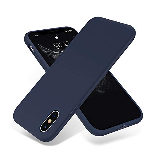 Product Cover for iPhone X Case, OTOFLY [Silky and Soft Touch Series] Premium Soft Silicone Rubber Full-Body Protective Bumper Case Compatible with Apple iPhone X(ONLY) - Midnight Blue
