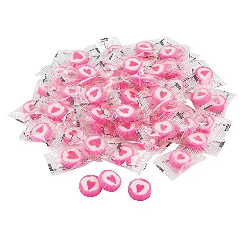 Product Cover Round Hard Candy with Heart (152 individually wrapped candies) Perfect for Weddings and Valentines Day (Pink)
