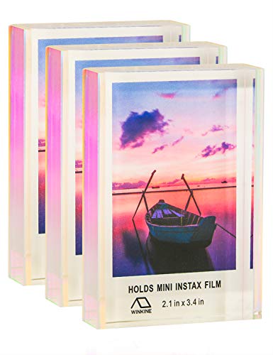 Product Cover WINKINE Polaroid Frames 2x3, Rainbow Self Standing Floating Instax Mini Picture Frames for Home & Office Decor, 3 Pack Desktop Sliding Mini Photo Frames for Fujifilm & Polaroid