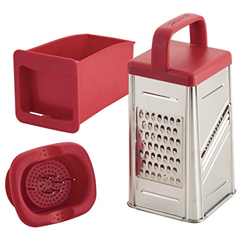 Product Cover Rachael Ray 47649 Box Stainless Steel Grater, 4 cup, Red
