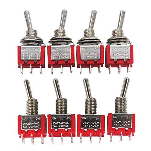 Product Cover mxuteuk 8pcs MTS-202 6 Terminal 2 Position DPDT Mini Miniature Toggle Switch Car Dash Dashboard ON/ON 5A 125V 2A 250V