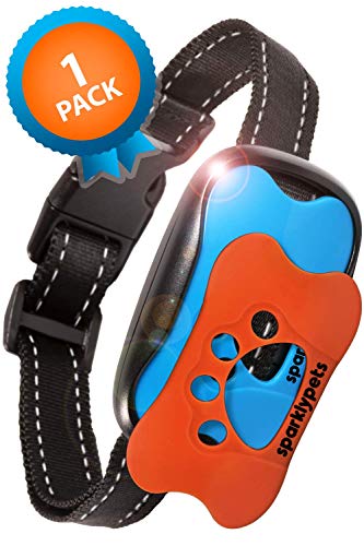 Product Cover SparklyPets Humane Dog Bark Collar | Anti Barking Training Collar | Vibrating, No Shock Stop Barking for Small Medium Large Dogs | Upgraded 2019 Pet Corrector (1 Pack)