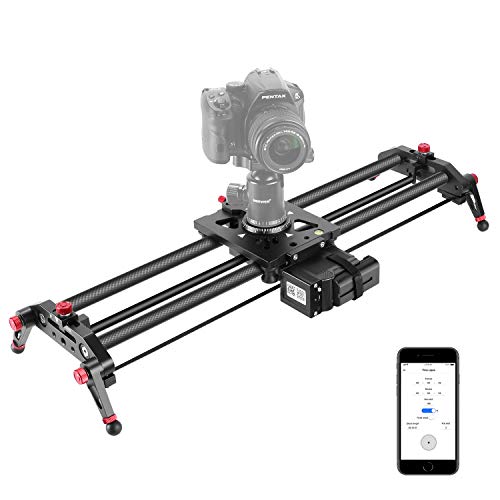Product Cover Neewer Camera Slider Motorized, 31.5-inch APP Control Carbon Fiber Track Dolly Rail with Mute Motor/Time Lapse Video Shot/Follow Focus Shot/120 Degree Panoramic Shot for DSLRs, Load up to 22 lbs